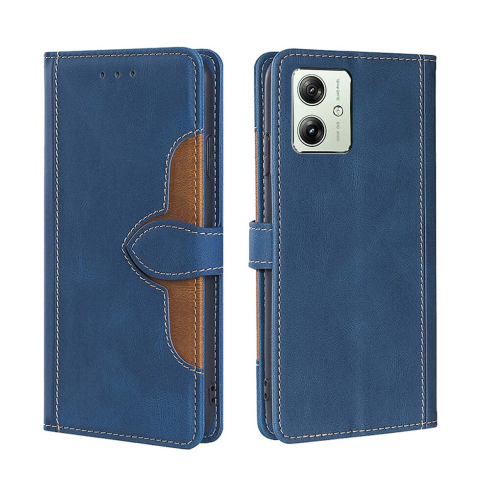 Leather Wallet Case With Card Slots Stand Flip Cover For Motorola Moto G54 5G Blue 9092120824155
