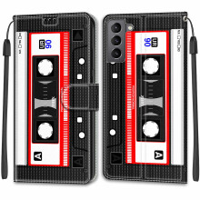 Leather Wallet Case with Card Holder, Magnetic Closure, Stand and Wrist Strap for Samsung Galaxy S22