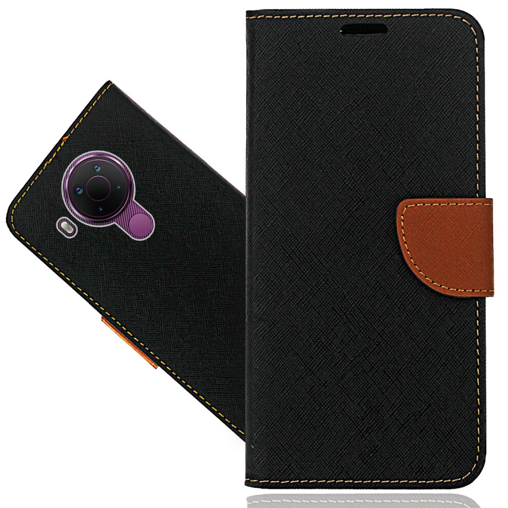 Leather Wallet Case With Magnetic Closure, Card Slots And Kickstand Flip Cover For Nokia 5.4 Black 9092120826074