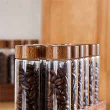 Single Dose Coffee Bean Storage Tubes Coffee Bean Cellar Wooden Display Stand and Funnel Espresso Accessories