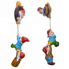 Naughty Climbing Rope Fairy Garden Gnomes Statue, Resin Garden Gnome Tree Hugger Outdoor Decor Accessories