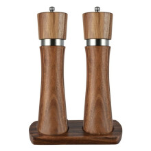 Salt and Pepper Mill Set with Mill Coaster, Adjustable Ceramic Grinder, Salt Mill, Stainless Steel Grinder, Pepper Mill
