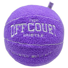 Offcourt Basketbalkussen, Basketbalvormig Kussen Teddy Fleece Geborduurd Basketbal Sierkussen Fuzzy Knuffel-B