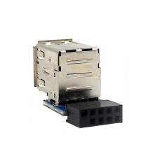 1Pcs 9-Pin Motherboard To Dual USB 2.0 Connector Black Motherboard To 2 USB 2.0 a Female Internal Header Adapter