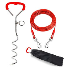 Dog Tie Out Cable and Stake, 16 Ft Outside Dog Leash Cable Chain for Dogs  to 125 Lbs,16Inch Duty Reflective Spiral