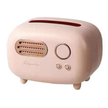 Scatola con Copertura nel Tessuto un Forma di Radio Retrò per Cucina, Ripiani del Bagno, Comodini, Scrivanie e Tavoli, Rosa