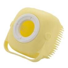 Dog Silicone Rubber Bathing Brush Pet Massage Shampoo Dispenser Brushes for Dogs and Cats Shower Grooming - Yellow