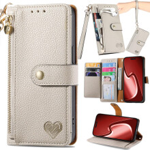 Leather Wallet Case with Card Holder, Zipper Pocket, Magnetic Buckle for Motorola Edge 30 Ultra and Edge X30 Pro
