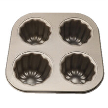 Canele-Cakevorm met 4 Holtes, Canele-Bakvorm met Antiaanbaklaag voor Oven Koolstofstaal Caneles-Vormbakgereedschap
