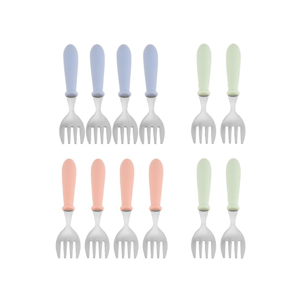 12Pcs Toddler Forks Toddler Utensils,Stainless Steel Baby Forks,Kids Silverware Children's Cutlery Set For Self Feeding Green Tauoh