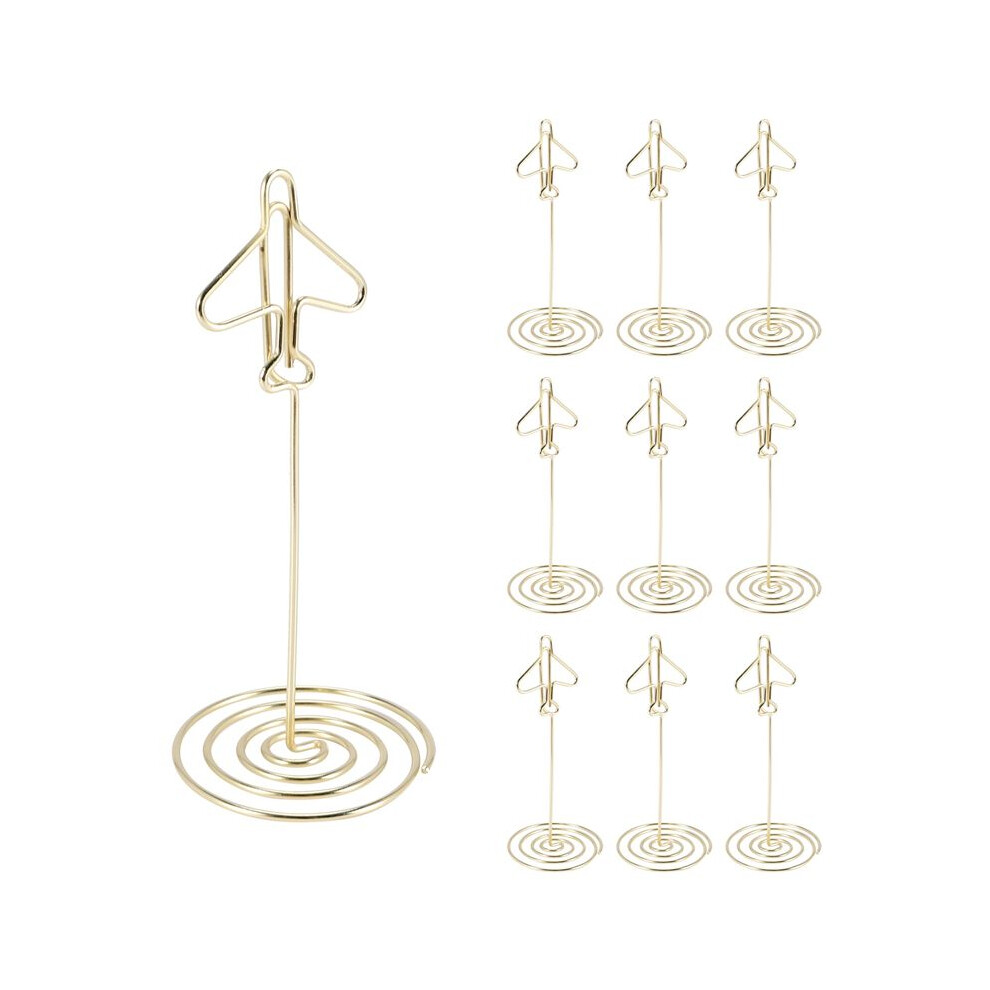 10Pcs Memo Clip Holder, Table Number Name Card Holder Desktop Metal Business Card Photo Plane Frame With Base Gold 6034085223737