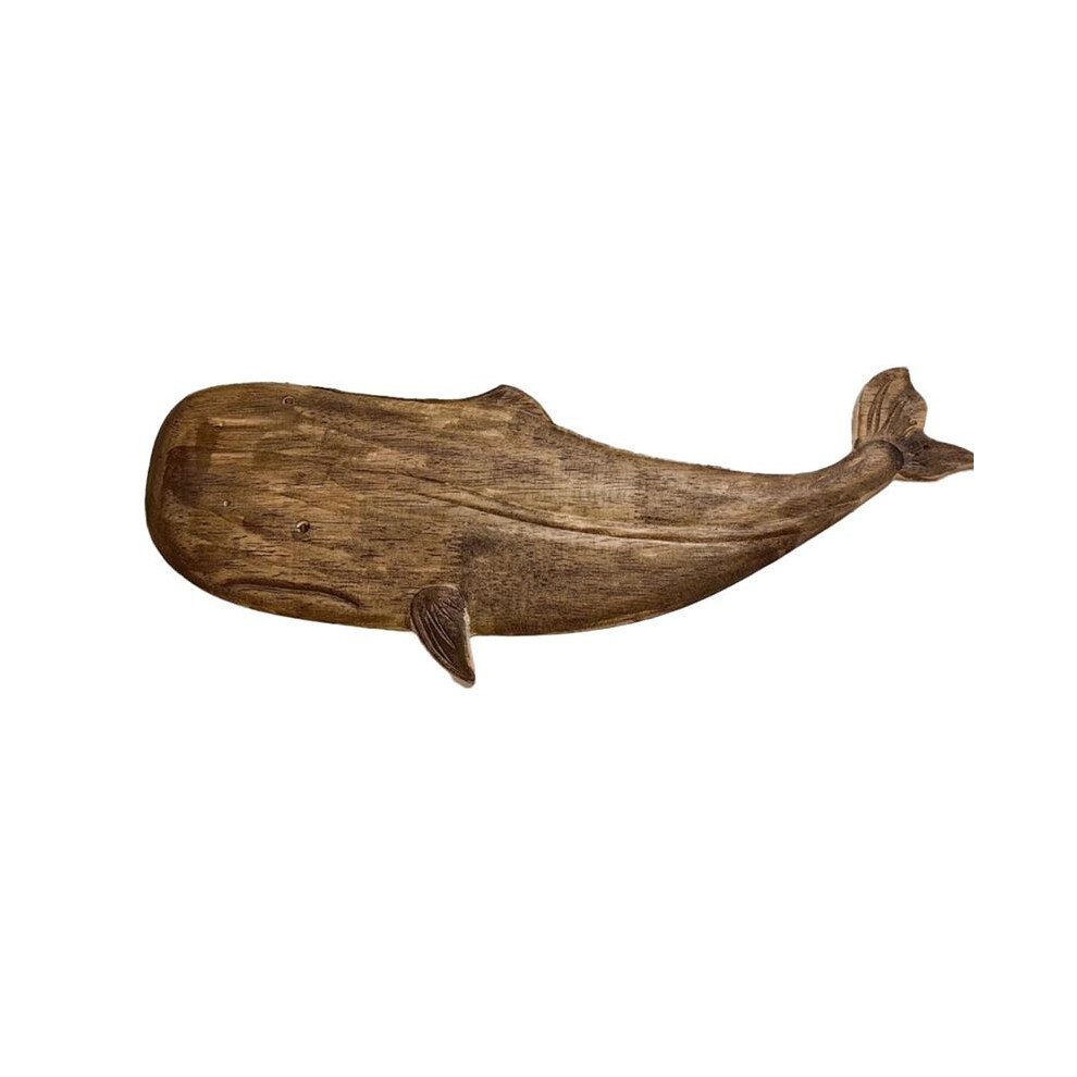 Wooden Sea Fish Decor Statue Whale Figurine Sculpture Ornament Rustic Decoration Wall Hanging Decoration,E 6032298786582