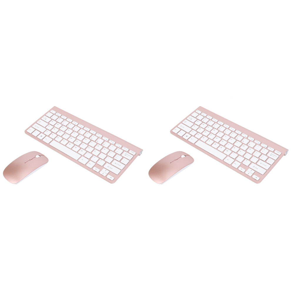 2X 2.4Ghz Ultra-Thin Wireless Keyboard And Mouse Combo With Usb Receiver Mouse Keyboard Set(Rose ) Gold 4713037705522