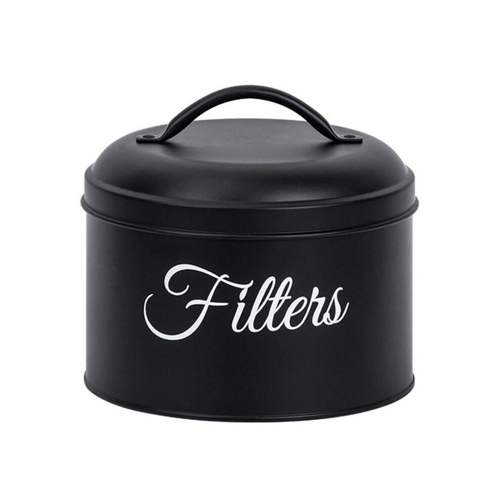 Tauoh Coffee Filter Holder, Basket Coffee Filter Storage With Lid, Round Coffee Filter Container For Counter,Black