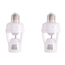 2X E27 LED 220V Schroef Gloeilamp Houder LED PIR Infrarood Bewegingssensor Lamp met Schakelaar Socket Identificeer E27 Bewegingssensor