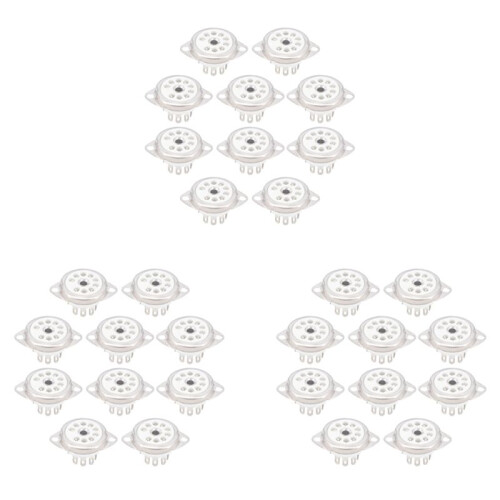 30PCS Ceramic B9A Silver-Plated 9Pin Vacuum Tube Socket Panel Chassis Mount for ECC81 ECC82 ECC83 EL84 6922 Vacuum Tube