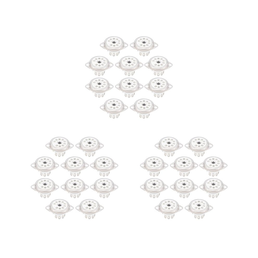 30Pcs Ceramic B9a Silver-Plated 9Pin Vacuum Tube Socket Panel Chassis Mount For Ecc81 Ecc82 Ecc83 El84 6922 Vacuum Tube 6032242396478