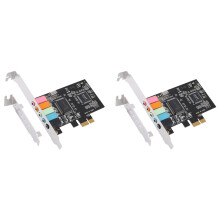 2X PCIe Sound Card 5.1, PCI Express Surround Card 3D Stereo Audio with High Sound Performance PC Sound Card CMI8738 Chip
