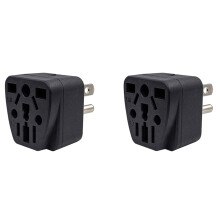 2X US Travel Plug Adapter EU/UK/AU/In/CN/JP/Asia/Italy/Brazil to USA (Type B), 3 Prong USA Plug, Charger Converter Black