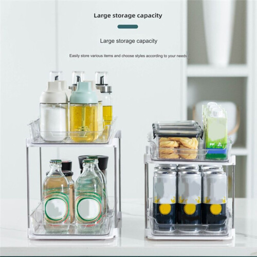 2-Tier Multi-Purpose Bathroom Organizers and Storage, Stackable Kitchen Pantry Organization S 2