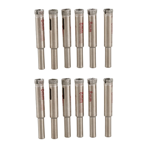 12 Pcs 8mm Diamond Core Drill Bits Ceramic Tile Glass Hole Saw