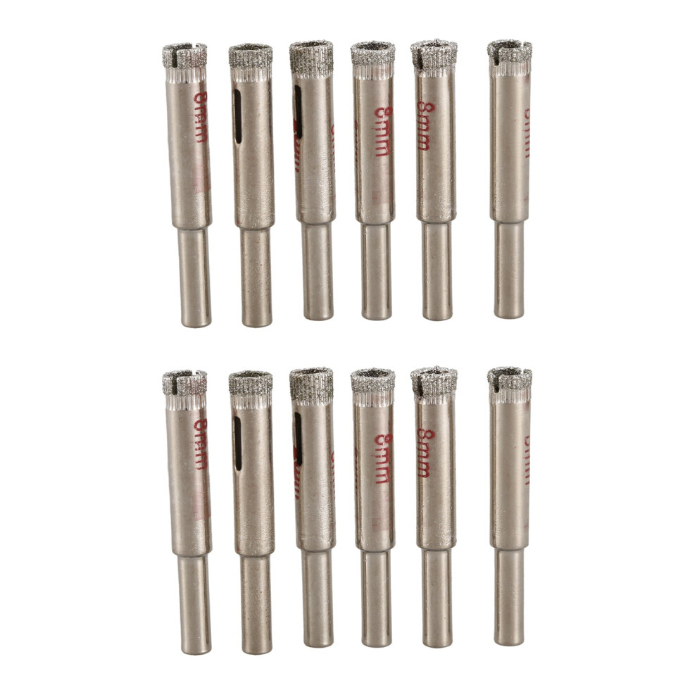 12 Pcs 8Mm Diamond Core Drill Bits Ceramic Tile Glass Hole Saw 6031082232861