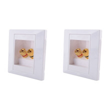 2X Wall Socket Connection Port with 2 Jack Speaker White