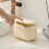 Press-Type Desktop Small Trash Can with Lid,Small Storage Bucket Tiny Desktop Waste Garbage Bin,White 2