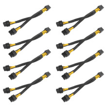 8PCS GPU PCIe 8 Pin Female to Dual 2X 8 Pin (6+2) Male PCI Express Power Adapter Braided Y-Splitter Extension Cable,20cm
