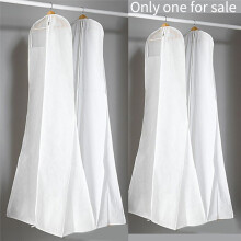 Long Wedding Dress Bag Cover Evening Dress Dust Cover Bridal Garment Storage Bag Nonwoven Wedding Dress Dust Cover White