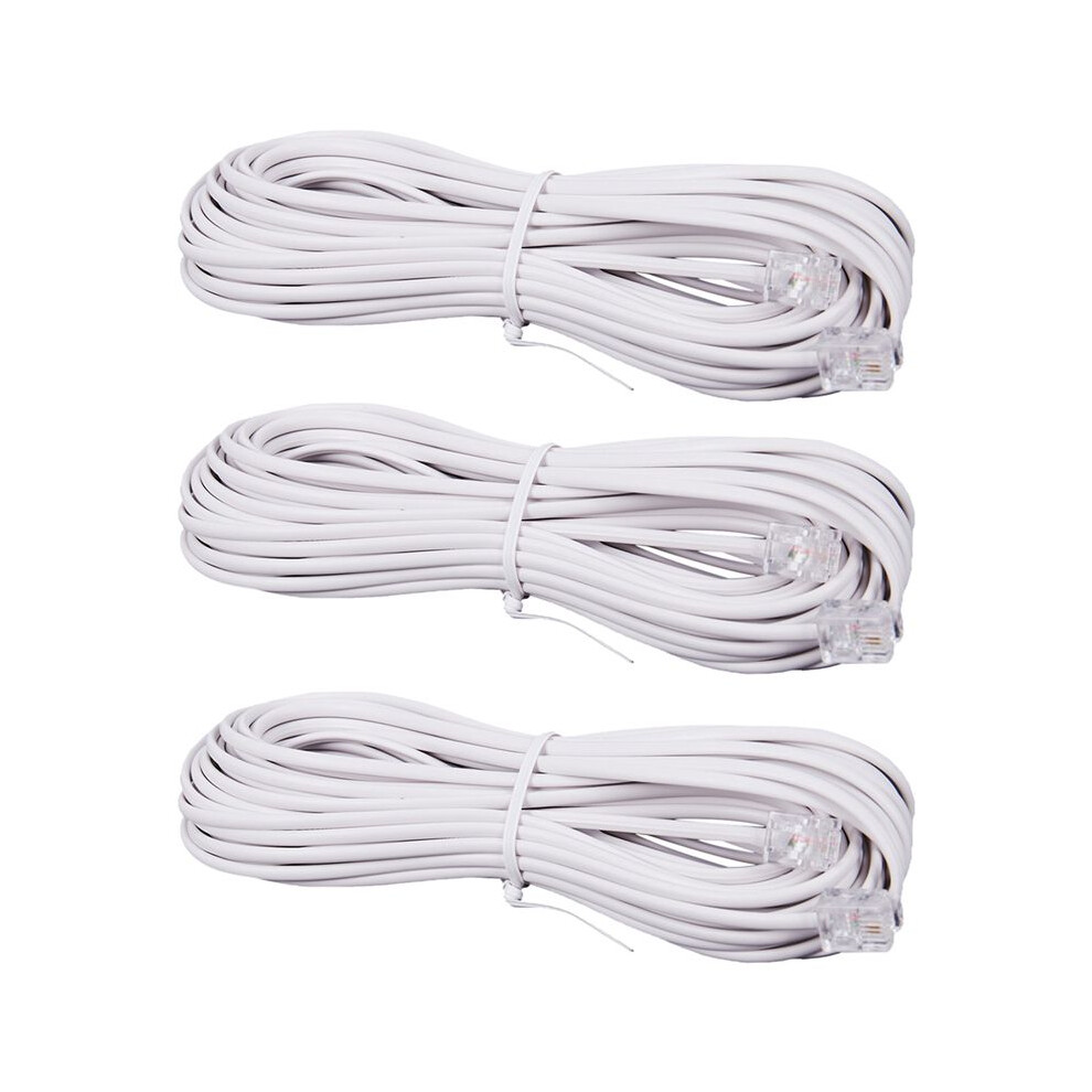 3Pcs 10M Rj11 Telephone Connector Extension Cable White 4711226542705