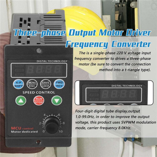 2X 220V 750W Single-Phase Input 3-Phase Output Motor Driver Frequency Converter with Four-Digit Digital Tube Display 1