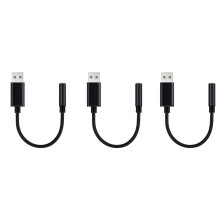 3X USB to 3.5mm Headphone Jack Audio Adapter,External Stereo Sound Card for PC, Laptop,for PS4,for (0.6 Feet,Black)