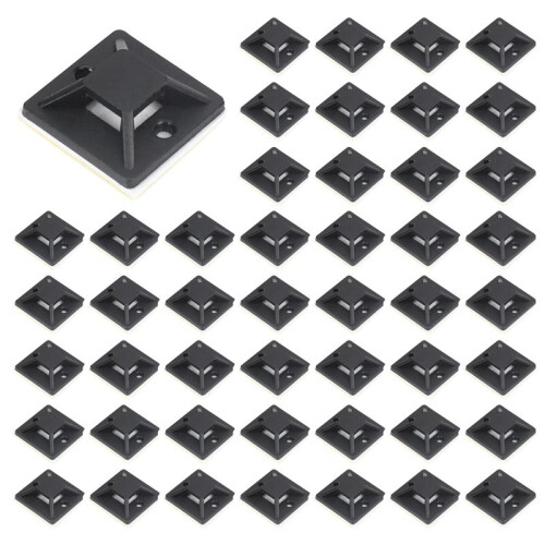 600 Supporto per Base Autoadesiva per Supporto per Fascette per Cavi 20 x 20 x 6mm