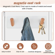 Magnetic Hooks, Magnet Coat Rack with 3 Hooks for Indoor Outdoor Hanging, Kitchen, Keys Holder, Refrigerator, Oven A