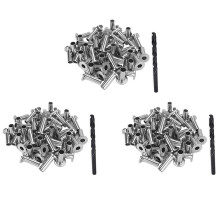 120 Pack T316 Stainless Steel Protector Sleeves for 1/8 Inch Wire Rope Cable Railing DIY Balustrade with 3Pc Drill Bit
