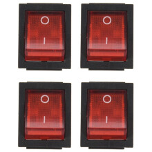 4X Red Light 4 Pin DPST /OFF Snap in Rocker 15A/250V 20A/125V AC 28X22mm