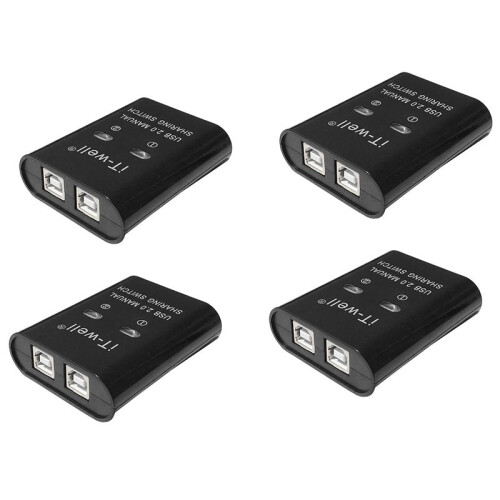 4X IT-Well USB Printer Sharing Device, 2 in 1 Out Printer Sharing Device, Black