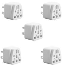 5X US-Reisesteckeradapter EU/UK/AU/In/CN/JP/Asien/Italien/Brasilien auf USA (Typ B), 3-Poliger USA-Stecker, Ladekonverter Weiß