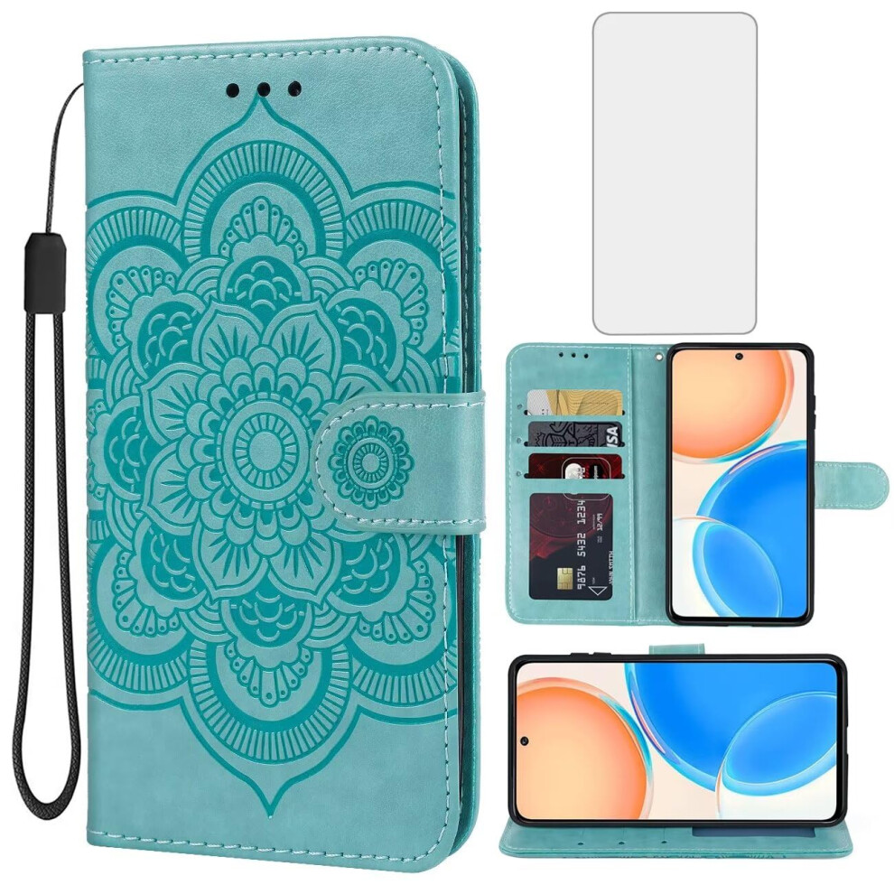Wallet Case Leather Flip With Card Slots Stand Mandala Plus Glass For Honor X8 4G And X30i Green 9092120827163