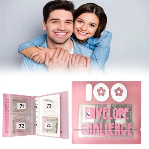 100 Envelopes Money Saving Binder, Storage Binder for 100 Envelopes Money Saving Challenge Kit, Gift As Challenge Book,D 1