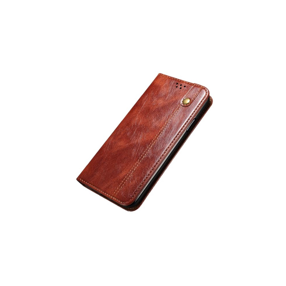 Pu Leather Flip Folio Wallet Case With Magnetic Closure Kickstand And Card Slots For Iphone 16E Brown 9073542739395