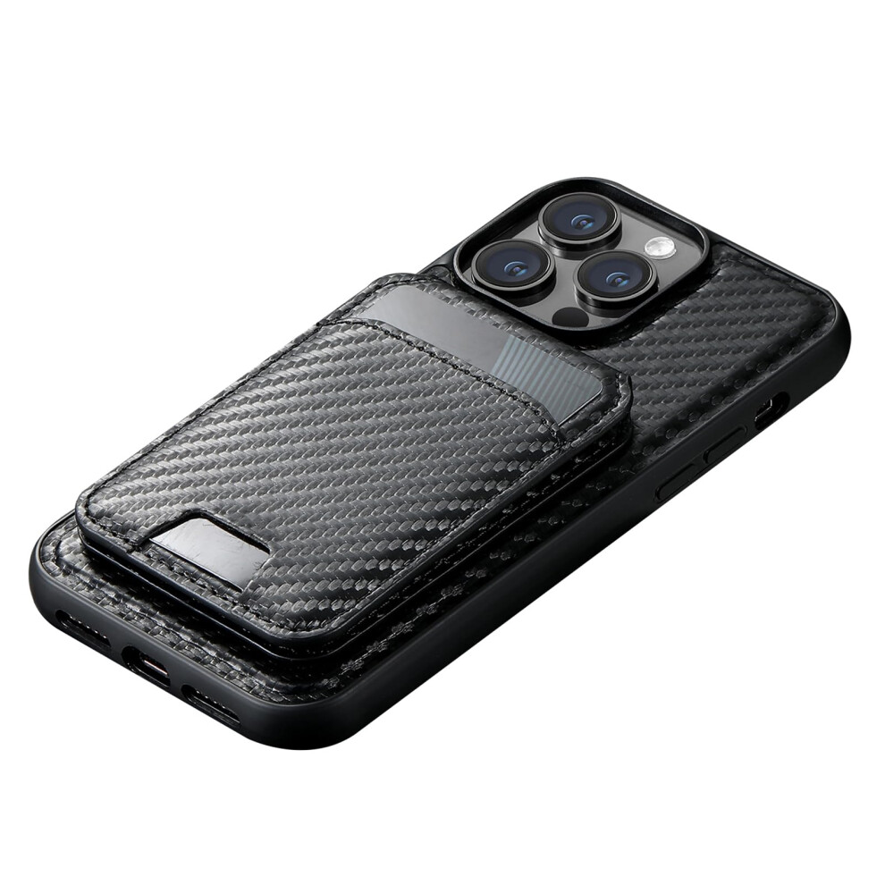 Magnetic Detachable Wallet Case With Card Holder Kickstand Carbon Fiber Leather For Iphone 16 Pro Max 9092120827323