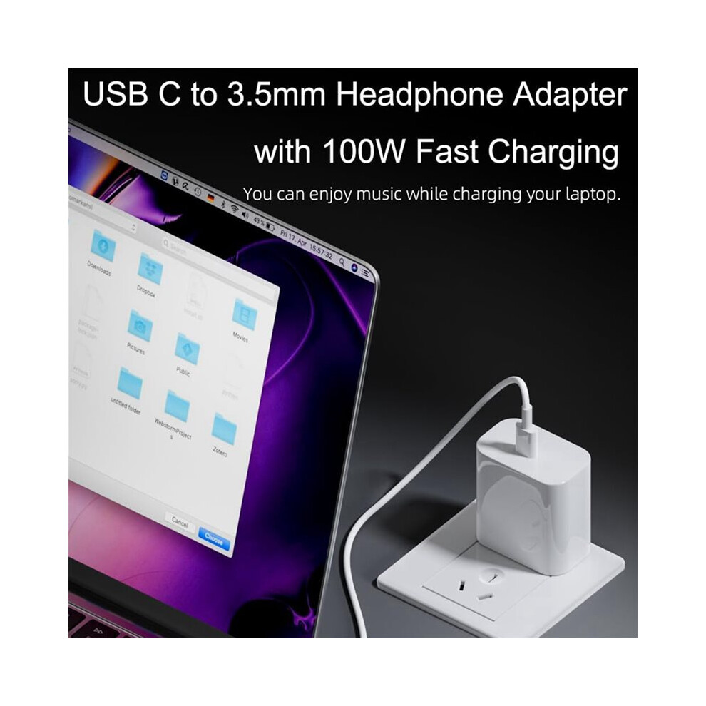 2X Usb C To Audio Jack Adapter With 100W Fast Charging,2-In-1 Usb C To 3.5Mm Female Headphone For Type C Interface,A 6032287531360