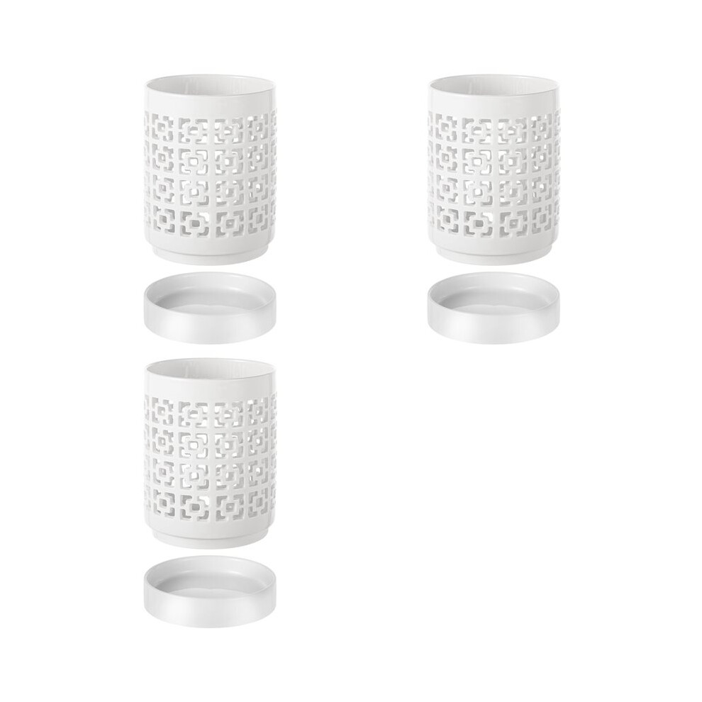 3X Orchid Pot With Holes Ceramic Plant Pots Outdoor Indoor Flower Pots For Repotting With Drainage And Saucer 4 Inch 6033157428087