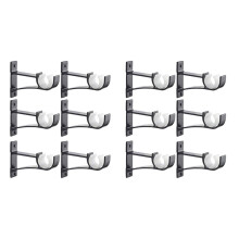 Single Curtain Rod Brackets for Drapery Rod Aluminum Alloy Heavy Duty Curtain Rod Holders (Black) 12Pcs