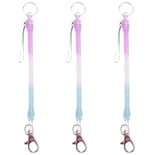 3X Lobster Hook   Spring Stretchy Coil Keyring Keychain Strap Rope Cord