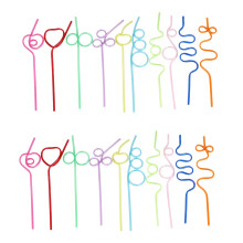 100x Crazy Loop Straws, Verrueckt Dumm Bunte Mehrweg-Trinkhalme Mega Pack BPA und PFOA-Frei