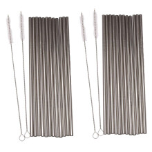 Set of 24, Stainless Steel Straws, Reusable Metal Drinking Straws, Straight Straws + 4 Cleaning Brushes
