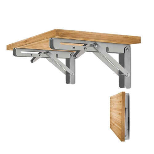 2 Piece Heavy Duty Folding Shelf Brackets Triangular Bracket Shelf Wall Shelf Support Frame for Bench Table with Screws 2